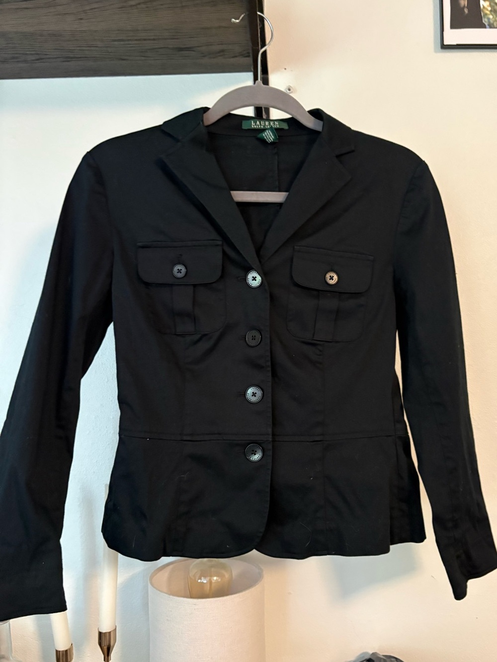Lauren Ralph Lauren Black Button-Front Tailored Blazer